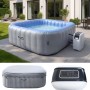 Aufblasbarer, eckiger MCW Whirlpool N97 für 6 Personen, grau-blau, mit Heizung und Abdeckung.