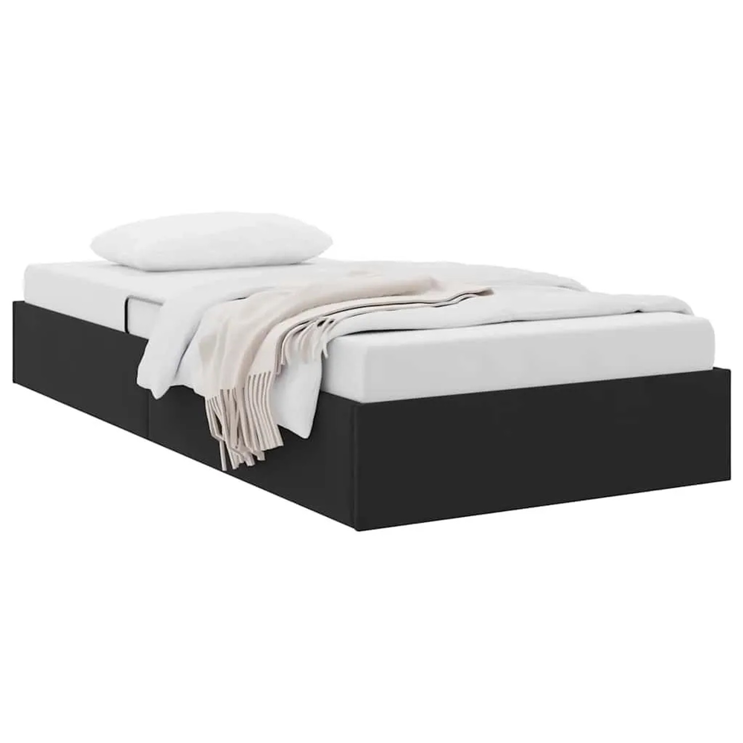 vidaXL Aufbewahrungsbett mit Kopfteil Schwarz 90 x 200 cm Samt 3370072