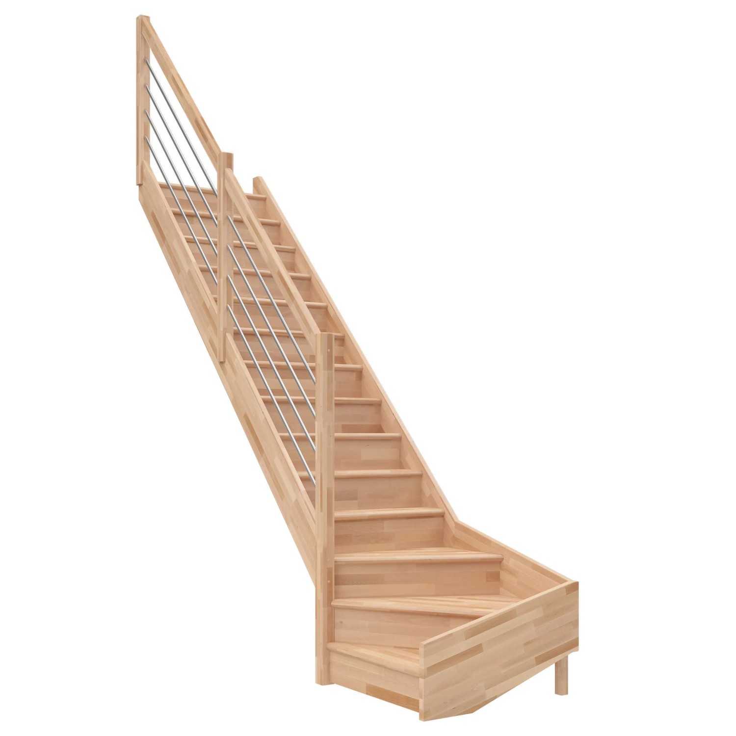 Dolle Raumspartreppe Paris 1/4-gew. links Setzstufen Buche lack E-Geländer FSC®