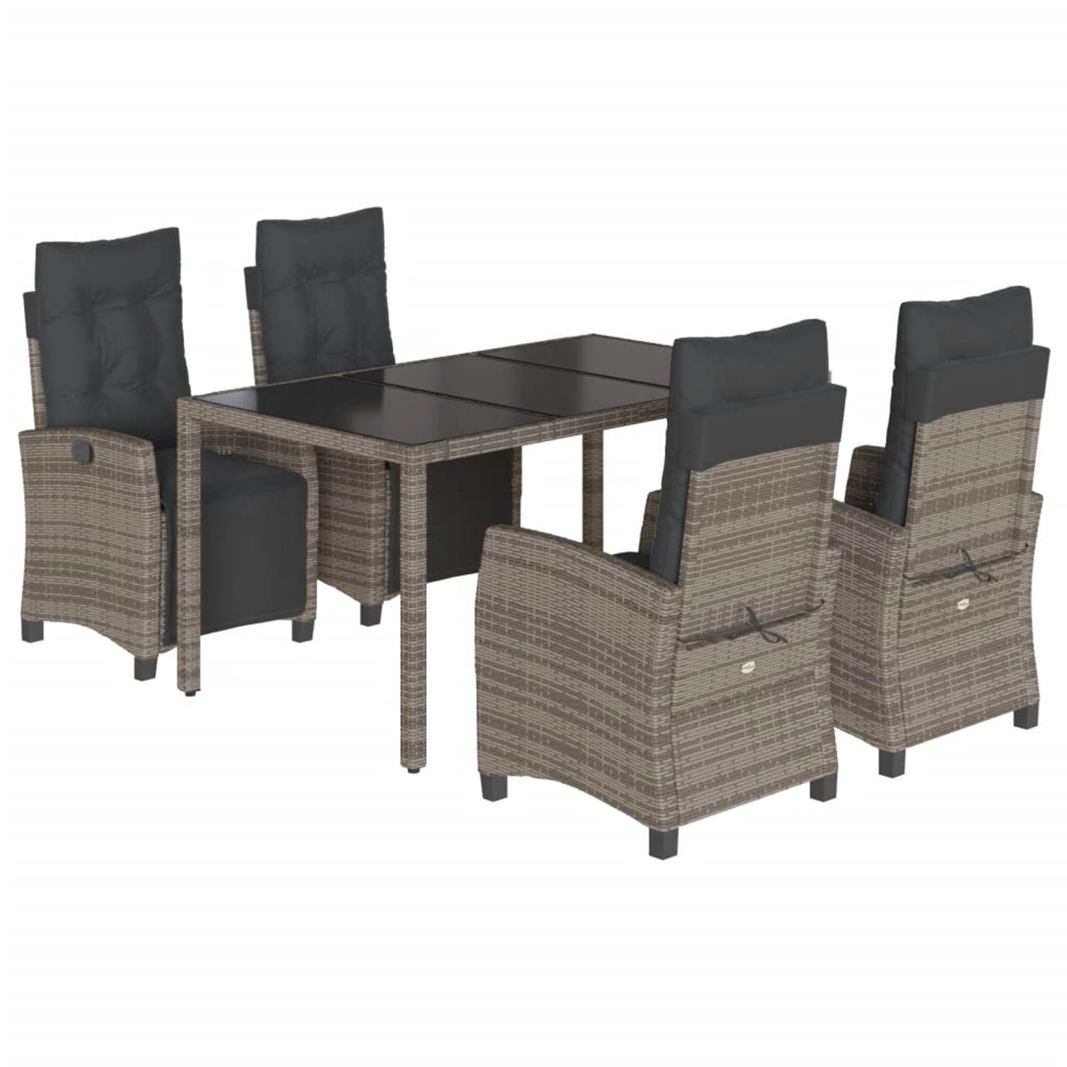 vidaXL 5-Tlg Garten-Essgruppe mit Kissen Grau Poly Rattan 3212896 günstig online kaufen