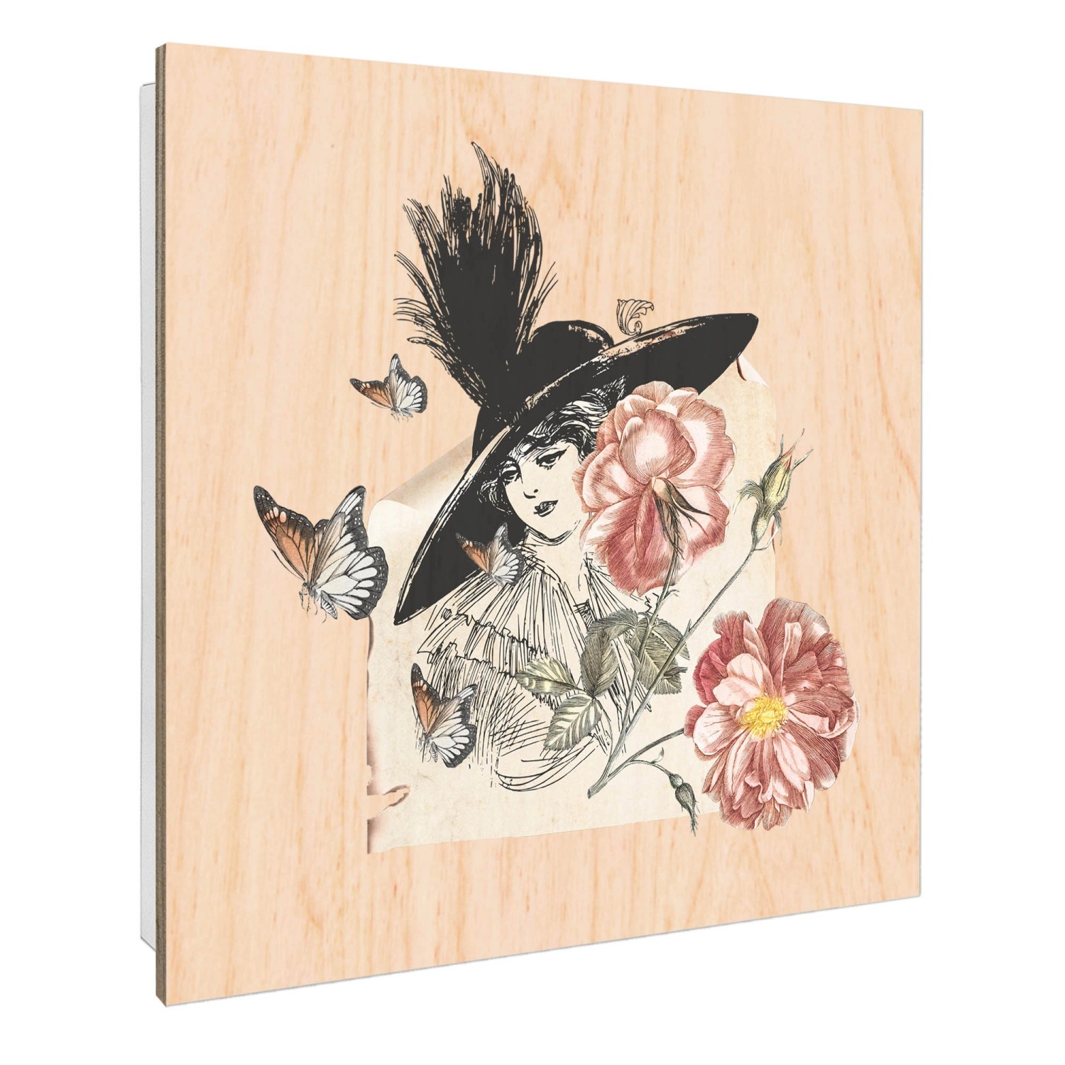Banjado Schlüsselkasten mit Holzfront 30x30cm Weiß Scharnier Links 50 Haken günstig online kaufen