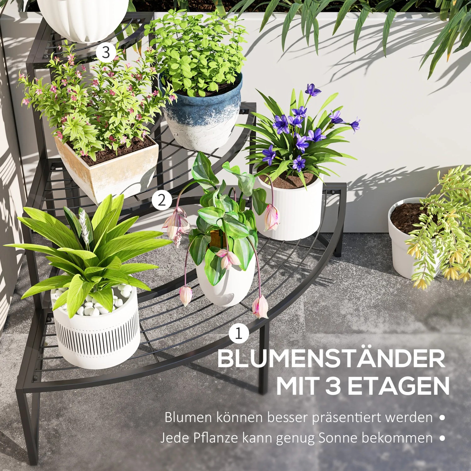 Outsunny Blumentreppe Metall Schwarz 87 x 60 x 60 cm kaufen bei OBI
