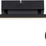 Schwarze Paul Neuhaus Barik Wand-/Deckenleuchte mit 2 Spots und LED-Leiste.