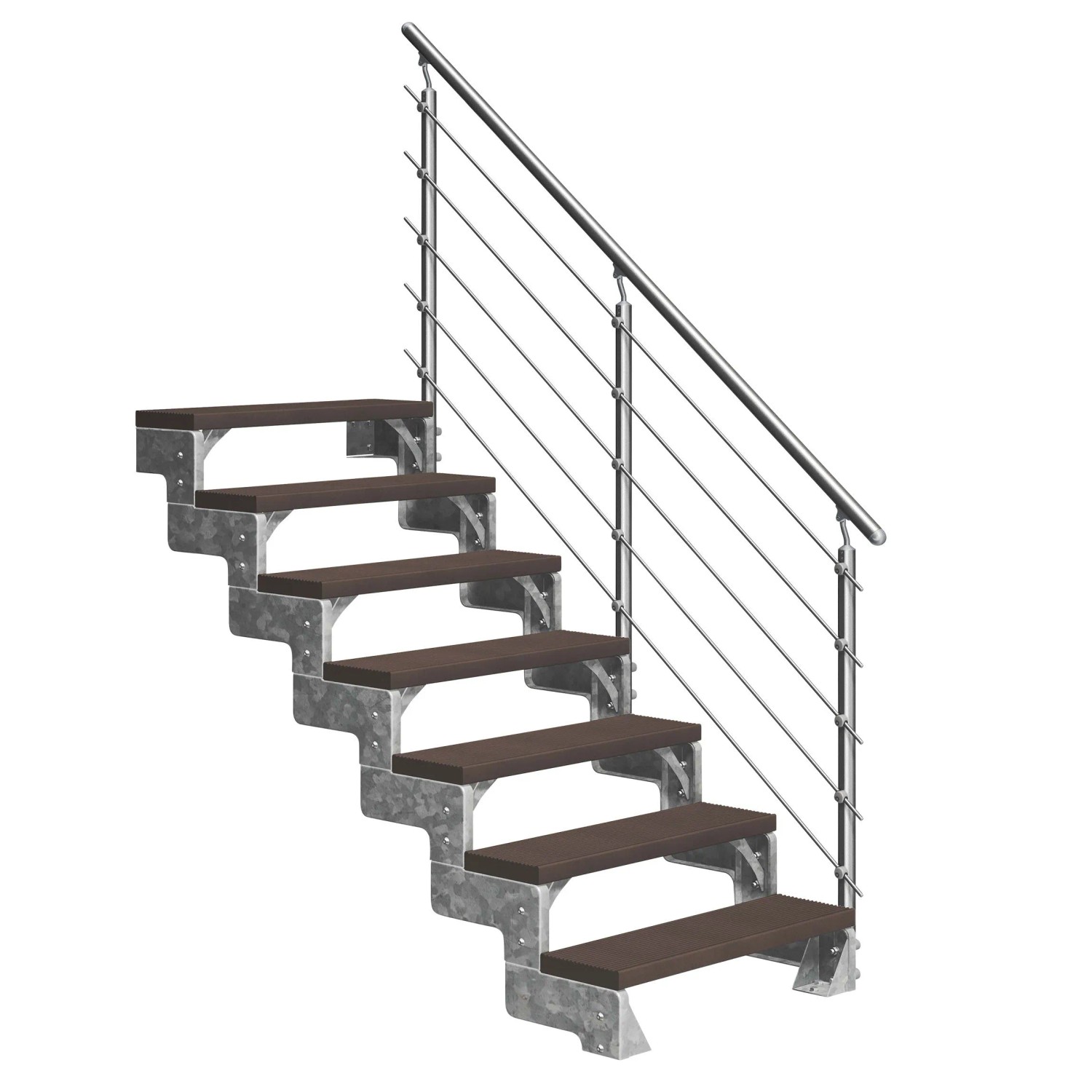 Dolle Außentreppe Gardentop 7 TRIMAX-Stufen 100 cm Dunkelbraun + Geländer günstig online kaufen
