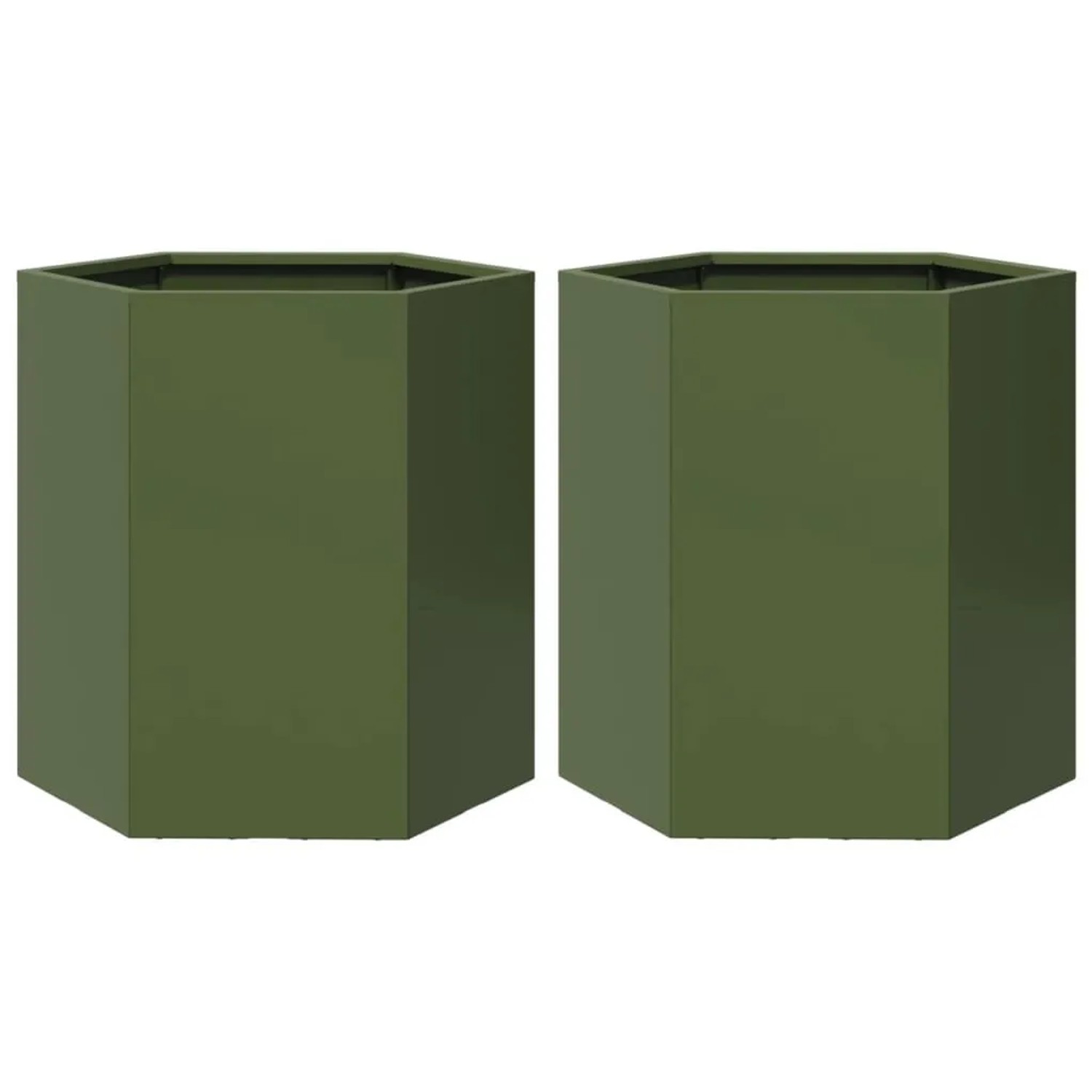 vidaXL Garten-Pflanzgefäße 2 Stk Olivgrün Sechseckig 46x40x45 cm Stahl 8511 günstig online kaufen