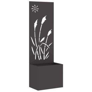 vidaXL Garten-Sichtschutz Leinwand Schwarz mit Pflanzenmuster, Zubehör für Zaunbau.