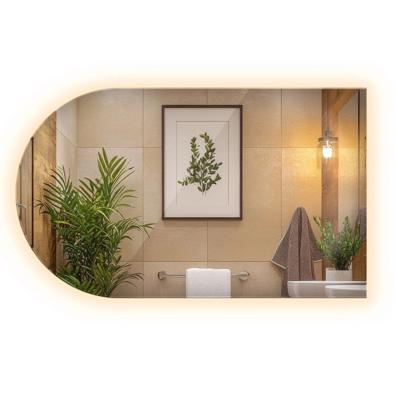 Wallfluent Ovaler LED Spiegel 52x90 cm Mit Warmweiß 3000K Beleuchtung Für Badezimmer Wohnzimmer Und Flur
