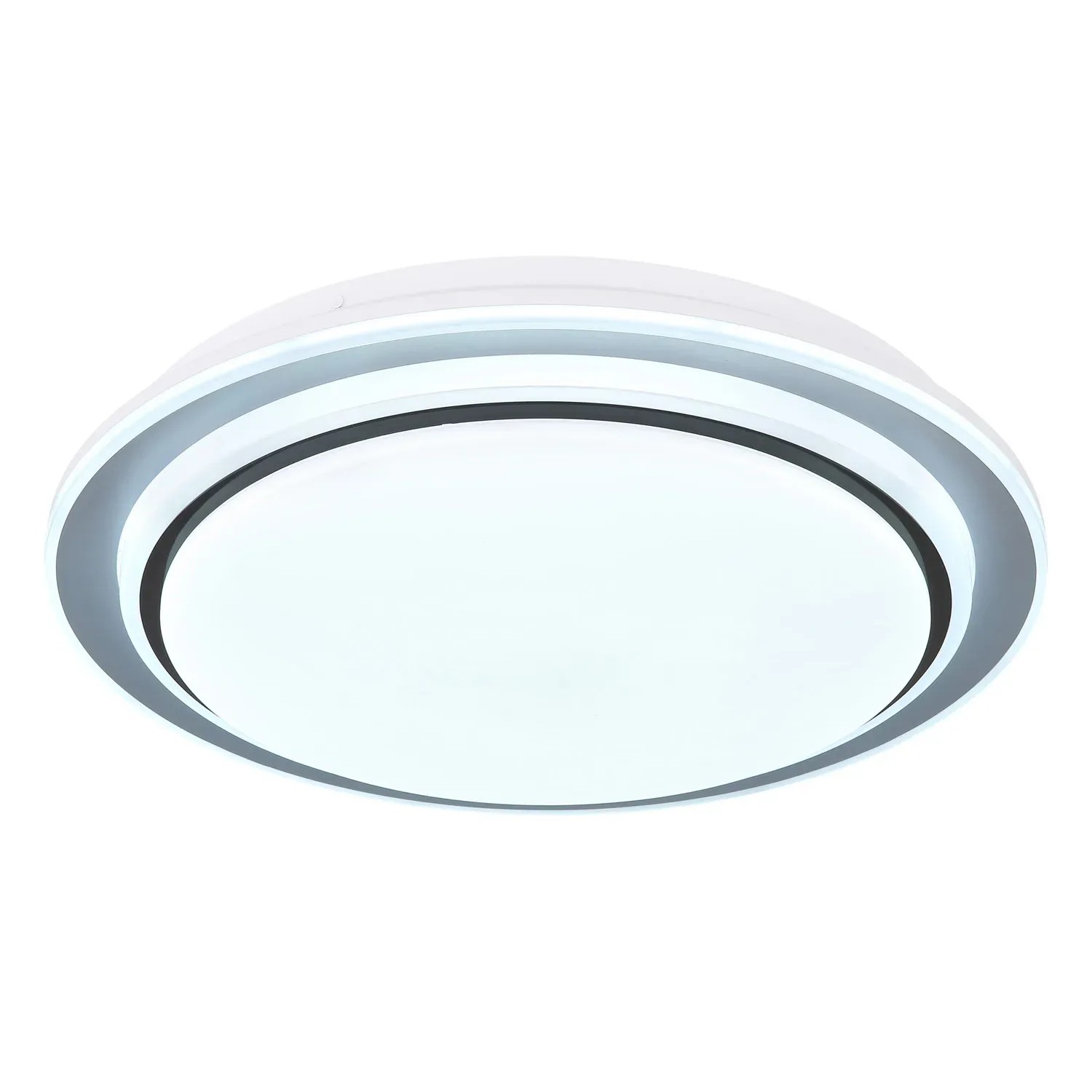 Weiße, runde LED-Deckenleuchte Foppa von Globo, Ø 40 cm, mit Dimmfunktion und Nachtlicht.
