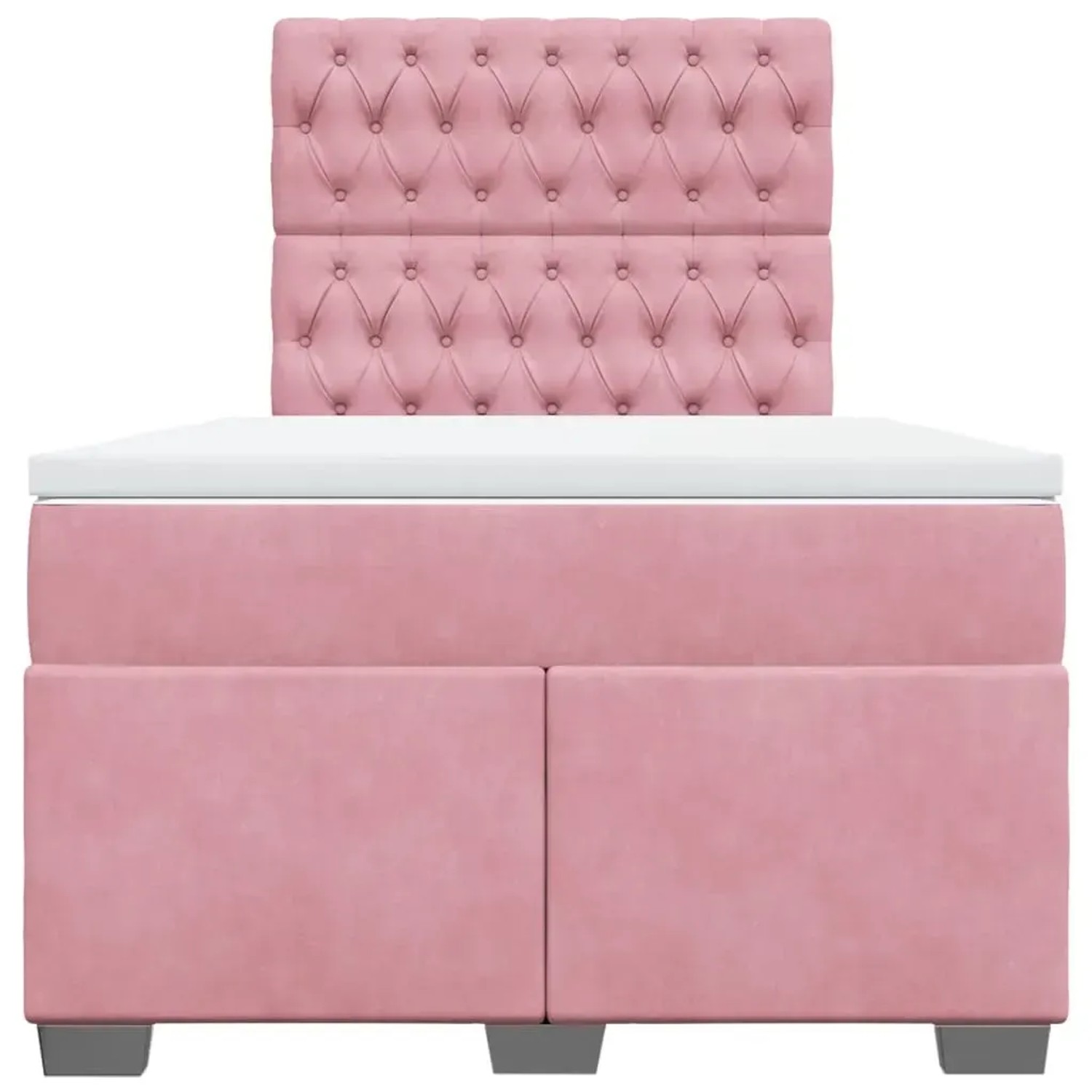 Rosa vidaXL Boxspringbett mit Matratze und Kopfteil, Samtbezug, 120x200 cm.