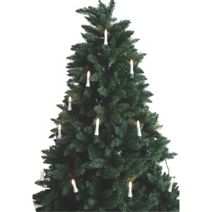 20er LED Kerzenlichterkette mit warmweißen Lichtern am Weihnachtsbaum, für Außen & Innen, schwarzes Kabel.