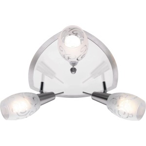 OBI Deckenleuchte Milazzo, 3-flammig, Nickel matt mit Dekorglas-Schirmen.