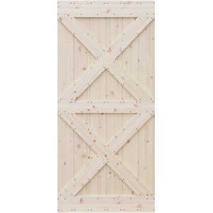 Radex Holzschiebetür Loft Rustic Kiefer Roh, Schiebetür im Landhausstil mit X-Motiv