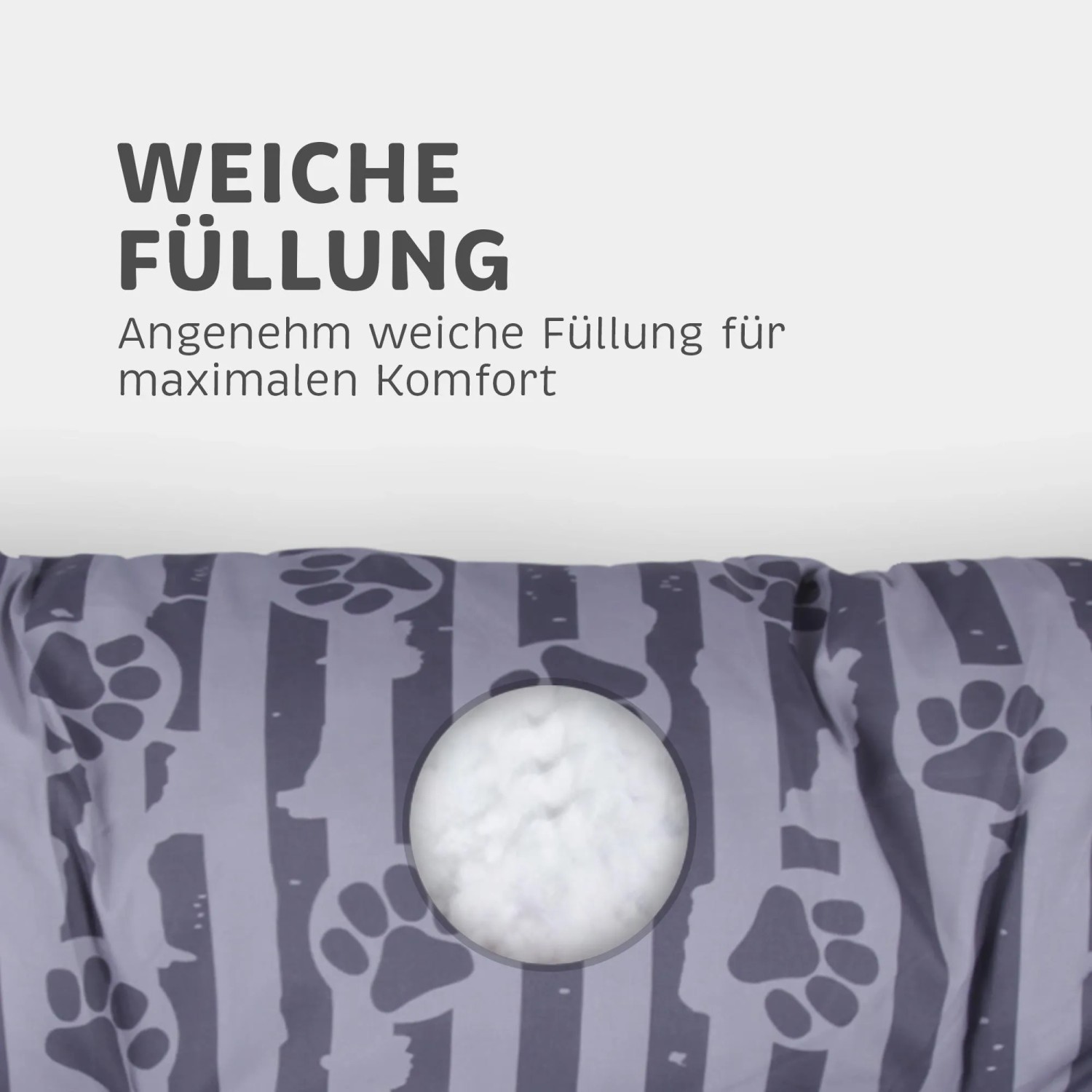 Bestlivings Hundekissen Anthrazit: Detailaufnahme der weichen Füllung für maximalen Komfort.