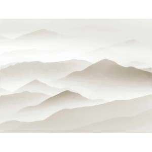 Neutrale Fototapete mit Bergmotiv für ein Kinderzimmer. Beige Vliestapete mit Landschaft.