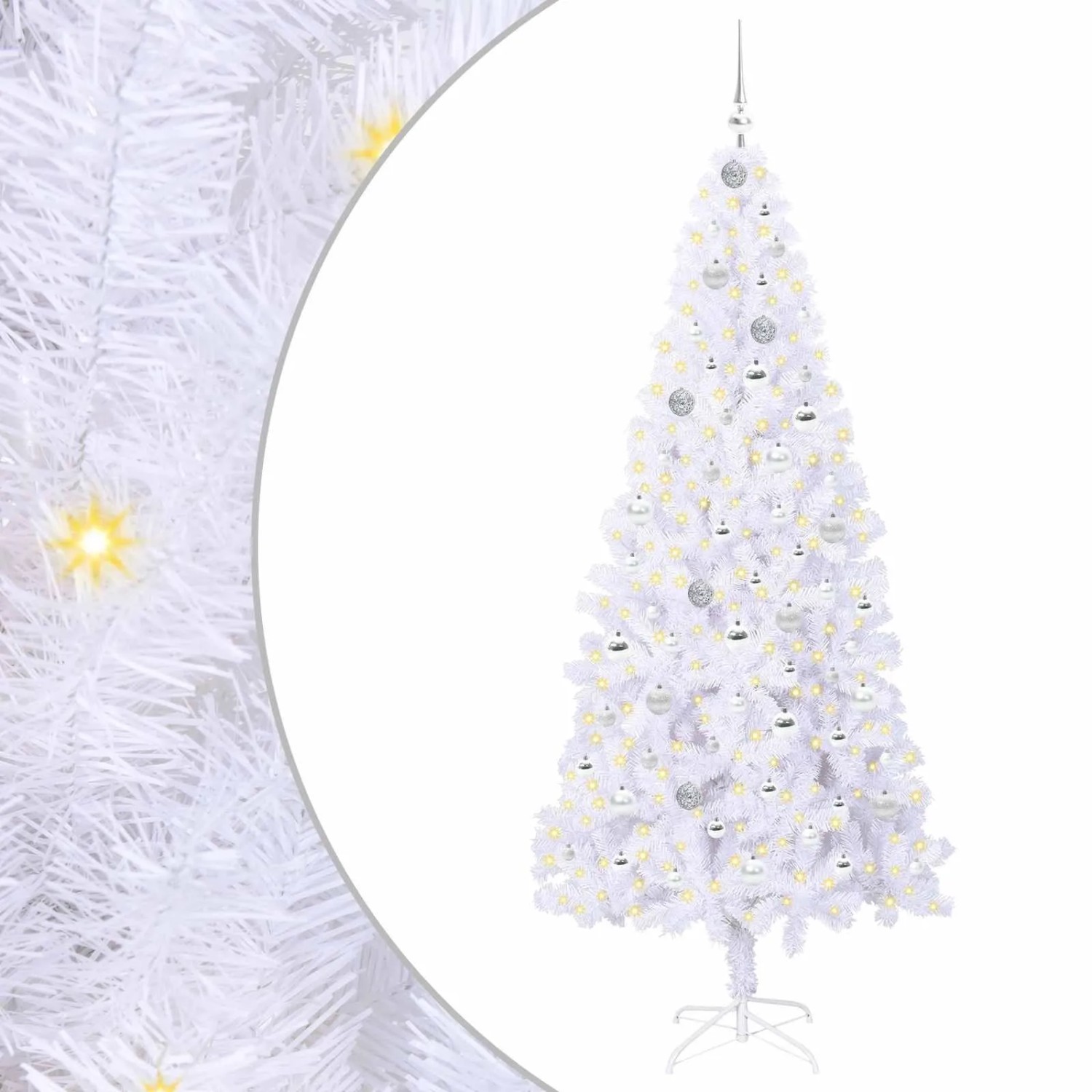 vidaXL Künstlicher Weihnachtsbaum Weiß 210 cm PVC und Stahl 3426671