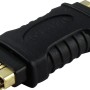 Schwarzer HDMI Verbinder mit vergoldeten Kontakten zur Kabelverlängerung.