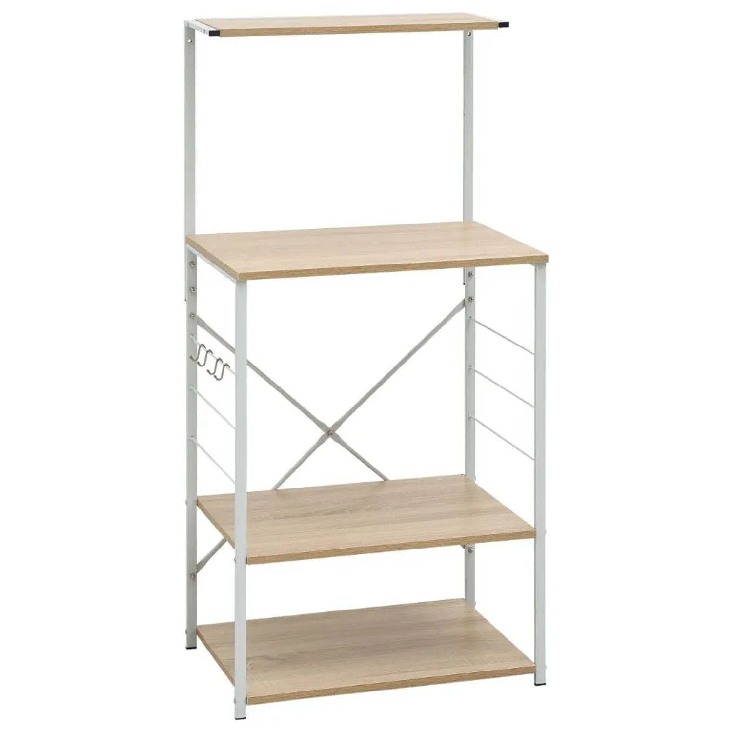 vidaXL Mikrowellenregal Weiß Eiche-Optik 60x39,6x123 cm Holzwerkstoff 288241