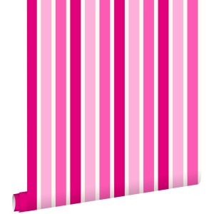 ESTAhome Tapete mit rosa Streifen, 53cm breit, für Mädchenzimmer.