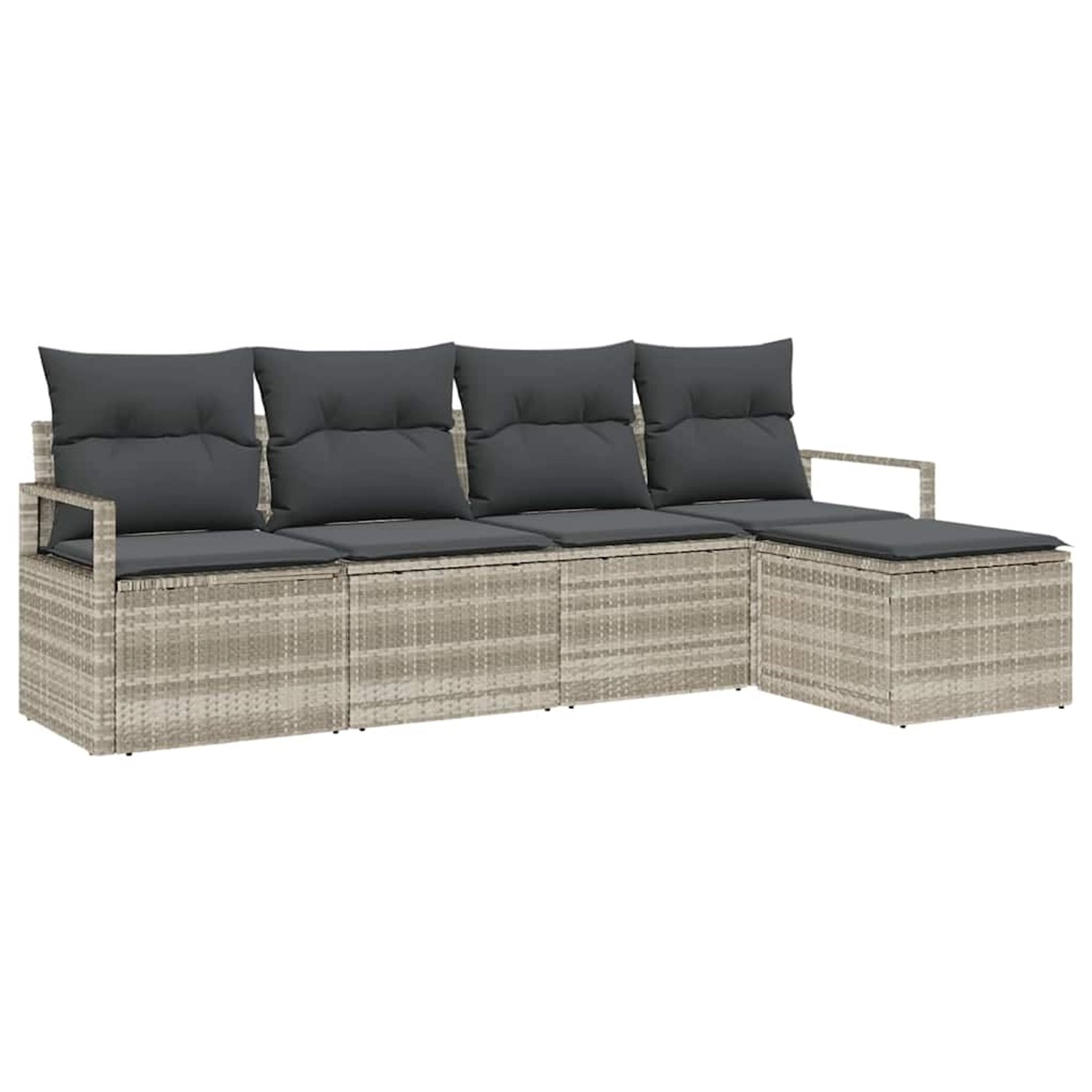 vidaXL Garten-Sofa-Set 5-Tlg Hellgrau Poly Rattan 3346342 günstig online kaufen