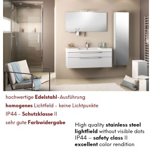 Moderne Badgestaltung mit LED Spiegelleuchte, 30cm, Chrom, für Spiegelschrank oder Spiegelmontage.