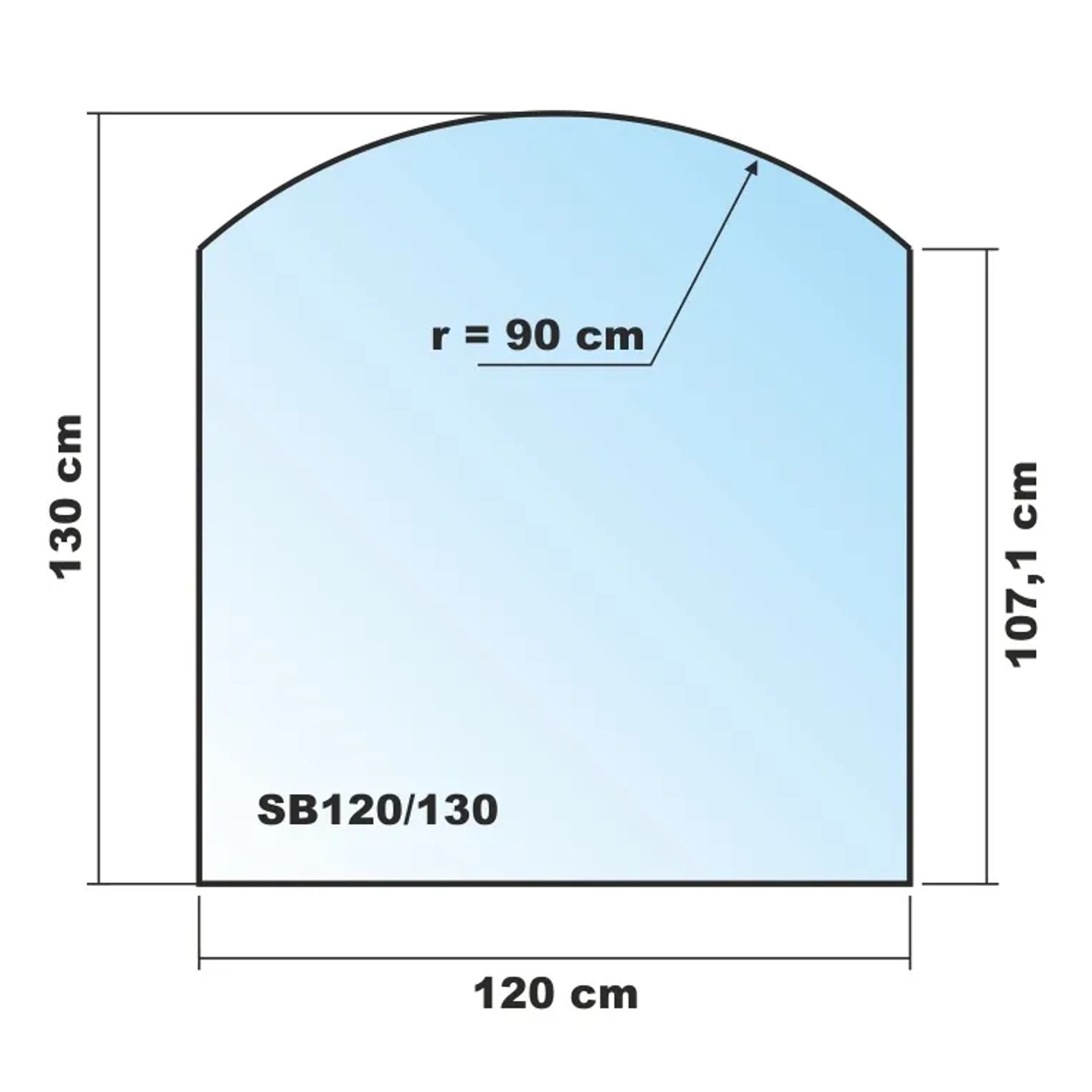 ECOfoxx Funkenschutzplatte Glasbodenplatte Segmentbogen 120x130cm Schwarz_2