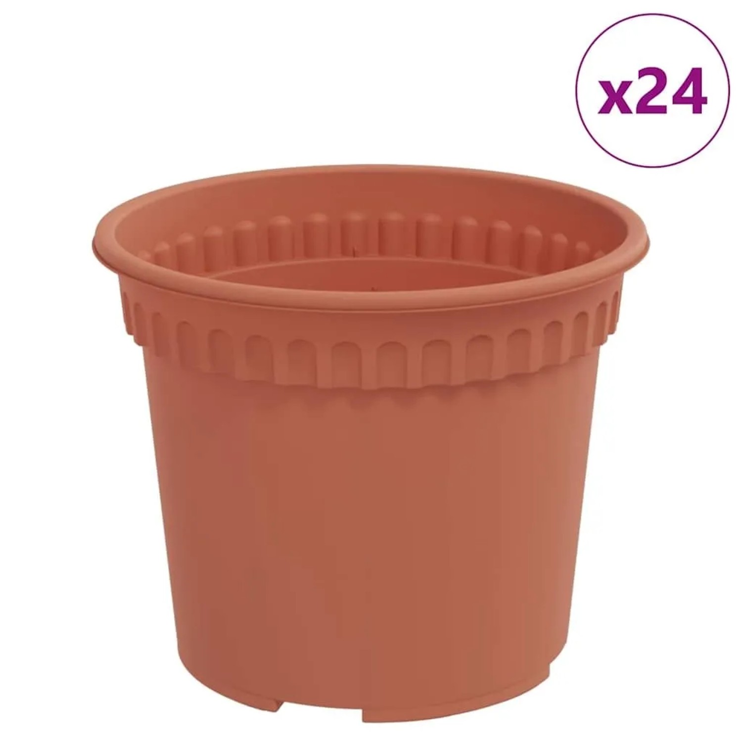 Thumbnail - vidaXL Runder Blumentopf 24 Stk Ziegelrot Ø 12,5 x 10 cm Kunststoff 42020271