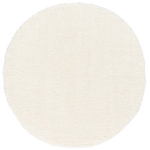 Runder, weißer Langflor Teppich Aloha von Pergamon, 80cm Durchmesser.