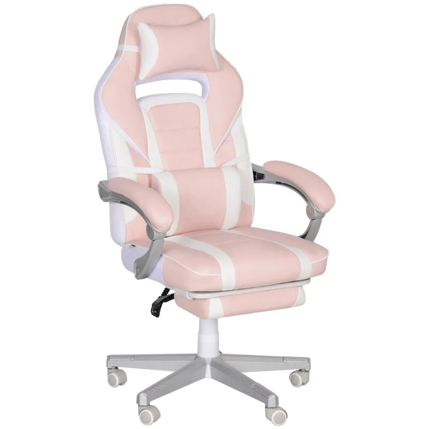 HOMCOM Gamingstuhl Kunstleder Rosa 63L x 63B x 115,5-123H cm