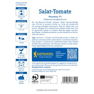 Kiepenkerl Tomaten Pozzano Samenpackung: ertragreiche San-Marzano Tomate für Gewächshaus und Freiland.