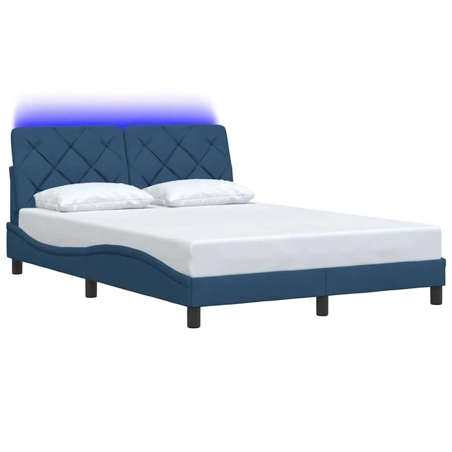 vidaXL Bettgestell mit LED Ohne Matratze Blau 120x200 cm Stoff 3310663 günstig online kaufen