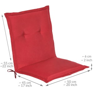 Rote Beautissu Loft NL Niederlehner Gartenstuhlauflage, 100x50x6cm, mit Befestigungsschnüren.