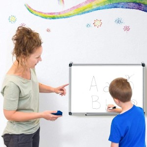 Costway Whiteboard Magnettafel Memoboard mit Alurahmen 60 x 40 cm