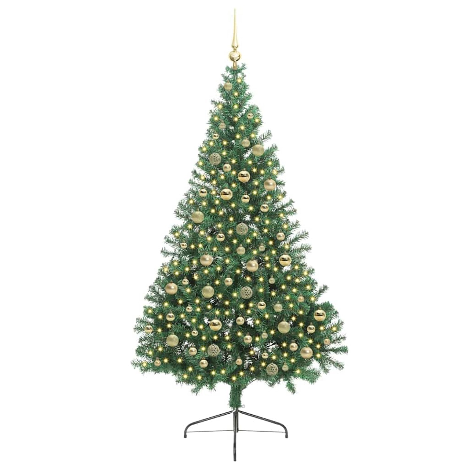 vidaXL Künstlicher Vorbeleuchteter Weihnachtsbaum Grün 210 cm PVC 3397028