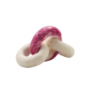 Hunter Katzenspielzeug Burnley Ringe, gefilzte Wollringe in Weiß und Pink, 13 cm.