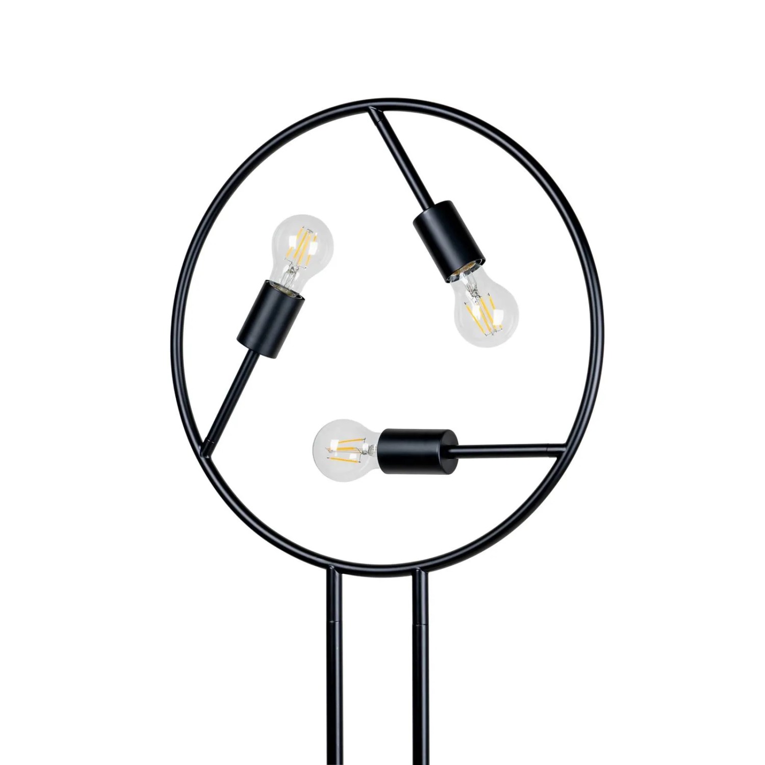 Moderne, schwarze Design-Stehlampe Linnard mit 3 Leuchten im Kreis-Design für Wohnzimmer.