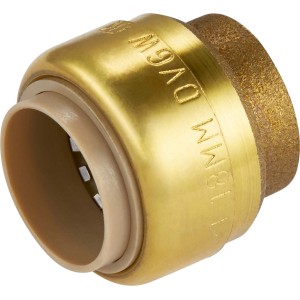 LUX Steck-Kappe Ø 22 mm aus Messing für Gewindefittings, Detailansicht.