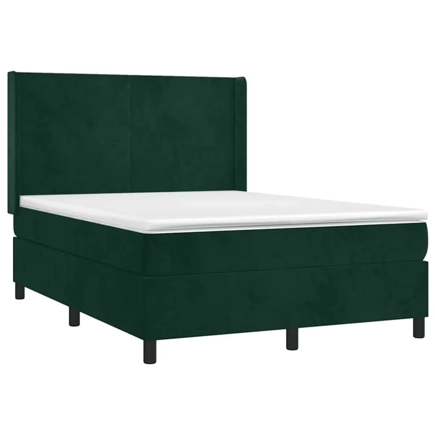 vidaXL Boxspringbett mit Matratze & LED Dunkelgrün 140x190 cm Samt 3139442