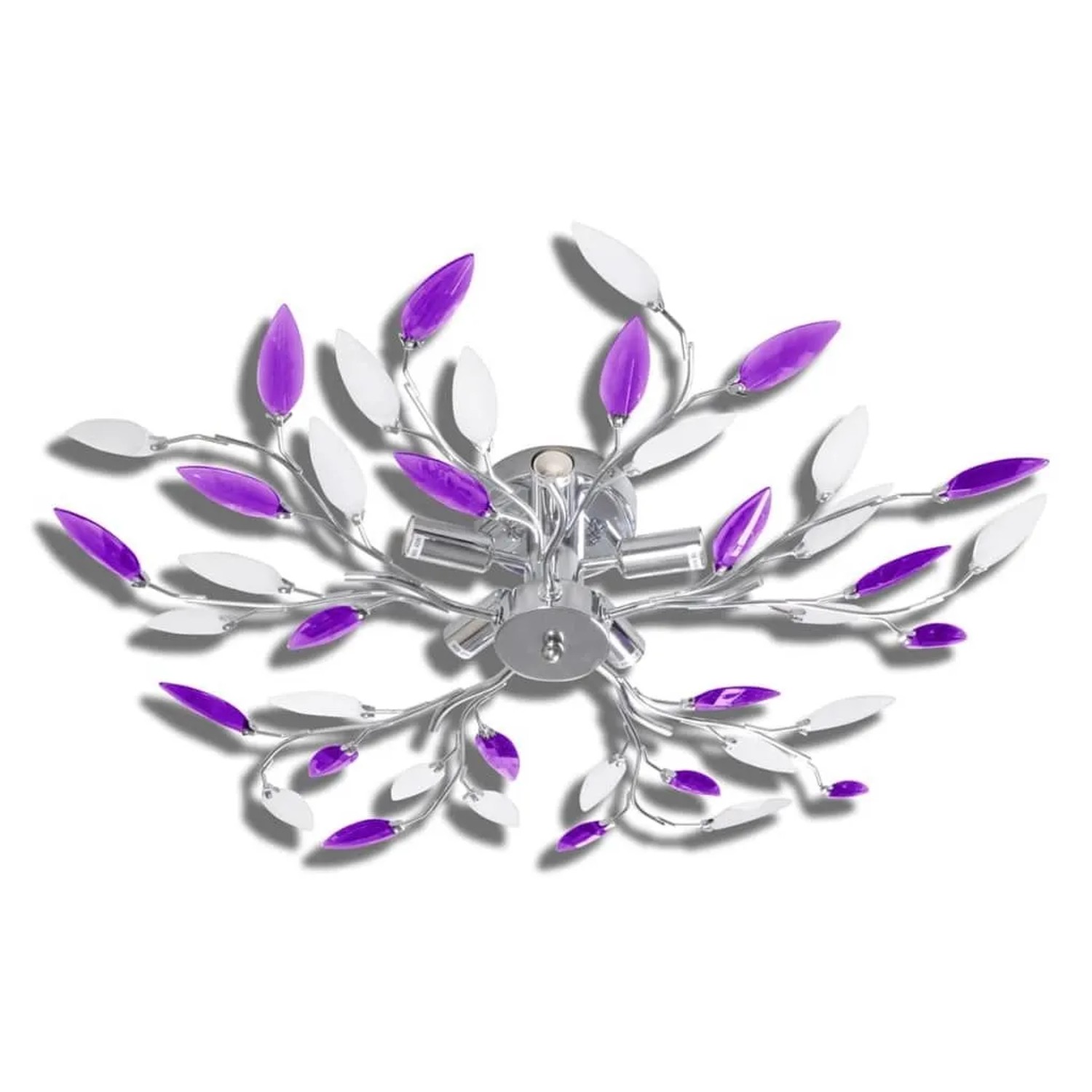 vidaXL Deckenlampe Lila und Weiße Blätterranken mit Acryl-Blättern 5x E14 241477