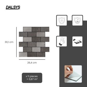 Dalsys Selbstklebende Fliesen 0,87m² 11 Stück Steinoptik Natur Grau Mix