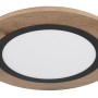 Globo LED-Deckenleuchte Lea, Holz/Schwarz, Ø 40cm. Runde Deckenlampe mit Holzrahmen und LED-Panel.