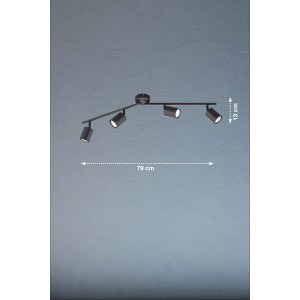 Schwarze, 4-flammige LED-Deckenleuchte Vano von Fischer & Honsel, 79 cm breit, für Innenräume.