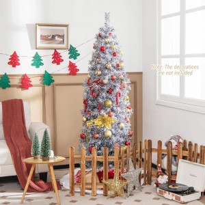 Costway Künstlicher Weihnachtsbaum Bleistift 180cm Weiß