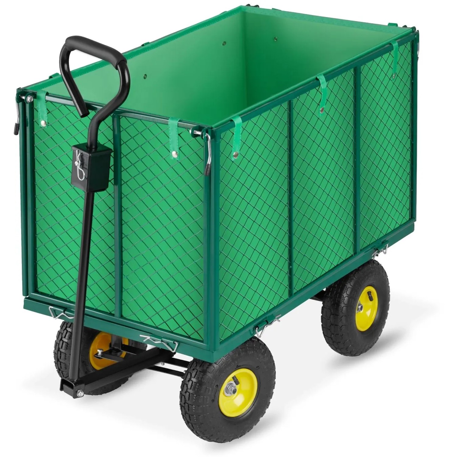 Tectake Bollerwagen Mit Klappbaren Seitenwänden Luftreifen 108 X 54 X 79 50 Cm Grün