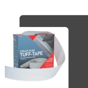 Strait-Flex Tuff Tape Eckschiene, weißes Band und blaue Verpackung für Trockenbau Kantenschutz.