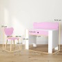 AIYAPLAY Kinderschreibtisch-Set in Rosa/Weiß mit Schublade und Bärenstuhl.