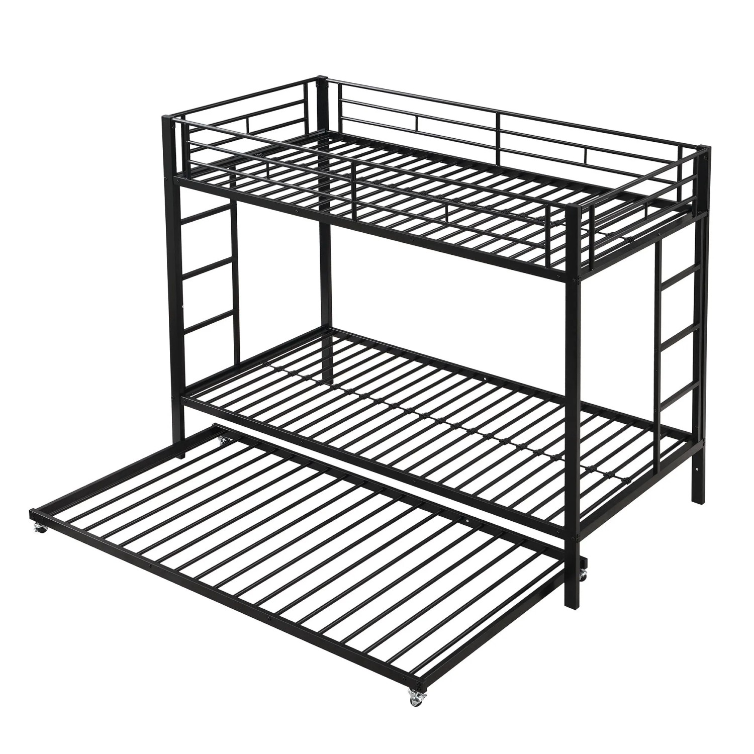 okwish Etagenbett 90x200cm mit Ausziehbett Kinderzimmer Schwarz ohne Matratze