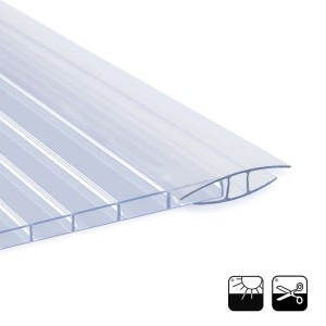 KARAT Verbinder für Doppelstegplatten, Hohlkammerplatten, H-Profil, 121 cm, 10 mm Stärke.