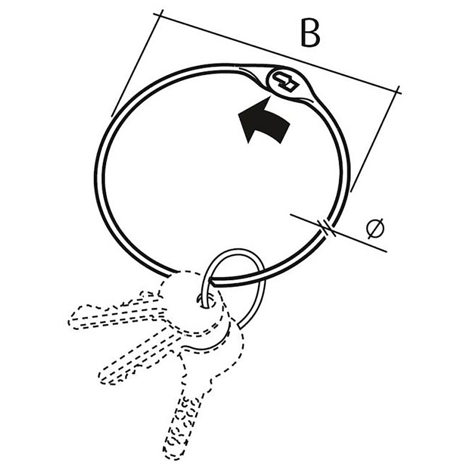Conacord Warenring aus Stahl, 3 mm Durchmesser, mit Schlüsselanhänger und Schlüsseln.