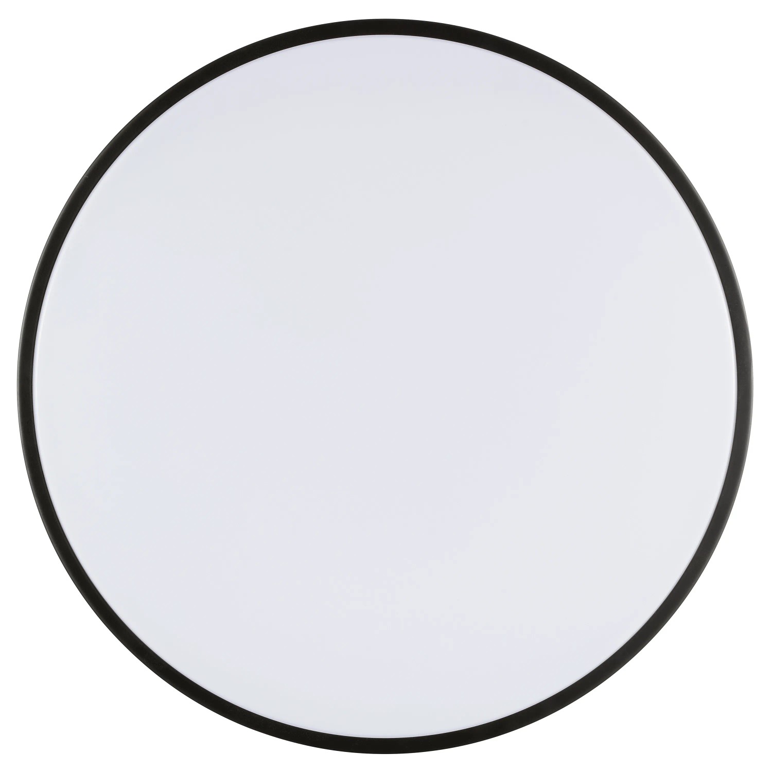 Runde, dimmbare LED-Deckenleuchte Vadin, weiß mit schwarzem Rand, Ø 49 cm.