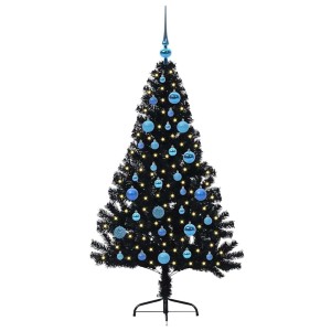vidaXL Künstlicher Vorbeleuchteter Weihnachtsbaum Schwarz 150 cm PVC 3397135